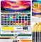 48 Vivid Colors in Portable Box,Watercolor Paint Set, Including Metallic and Fluorescent Colors for Artists, Amateur Hobbyists and Painting Lovers, Perfect For Travel